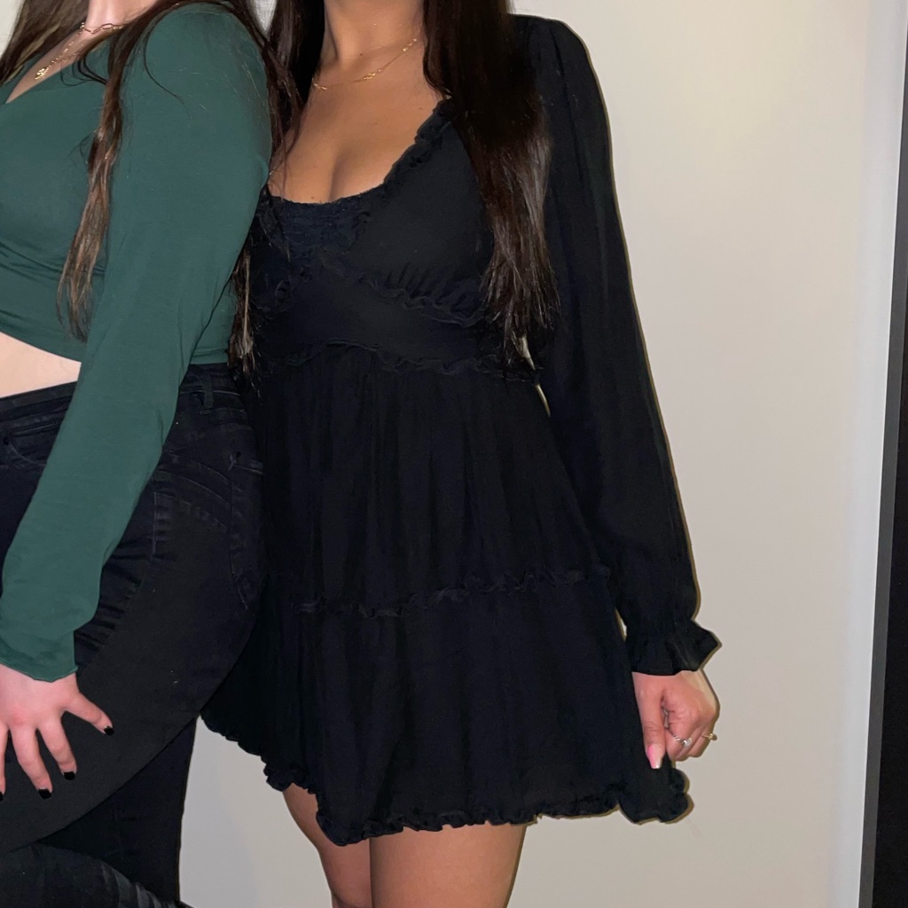 Altar'd State V-Cut Short Black Dress